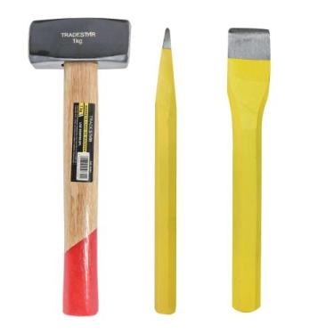 Imagem de Kit Marreta 1kg + Talhadeira + Ponteiro 3/4x8" Tradestar