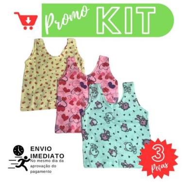 Imagem de Kit 3 CAMISETA REGATA bebê  menina menino envio imediato ESTAMPADAS Li