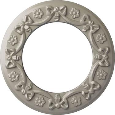 Imagem de Ekena Millwork CM12RIACS fita com laço medalhão de teto, cobre antigo, 12 1/4"OD x 7 1/2"ID x 7/8"P (Fits Canopies up to 7 1/2"), Hand-Painted Pearl White