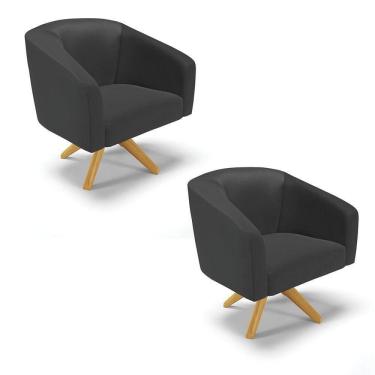Imagem de Cadeira Sala De Jantar Giratória Ma30 Kit 2 Stella Sintético D03 - D`rossi Cor Preto