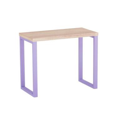 Imagem de Mesa Auxiliar Tubolar PE 40 Pandin 90 x 45 Cm Noce Naturale e Lilas