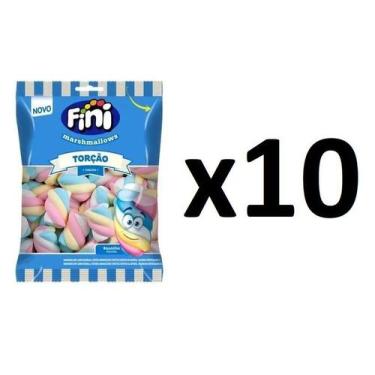 Imagem de 10 Pacotes de Marshmallow Torção Colorido Fini 250g cada