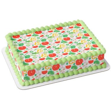 Imagem de Papel arroz e faixa lateral comestível para bolo festa aniversário com