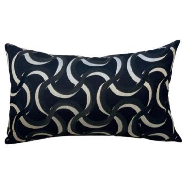Imagem de Almofada em Jacquard Curvas Preto e Cinza Retangular - CAZACHIC