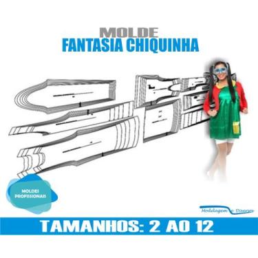 Imagem de Molde Fantasia Infantil Chiquinha, Modelagem&Diversos, Tamanhos 2 Ao 1