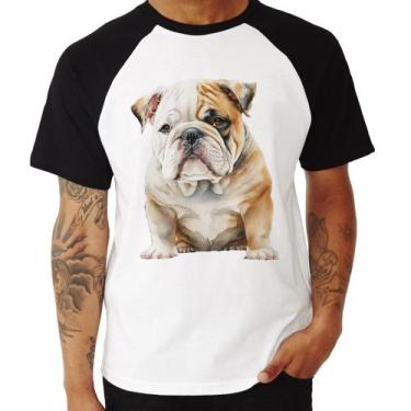 Imagem de Camiseta Raglan Bulldog-Inglês - Foca na Moda, Branco, Preto, G