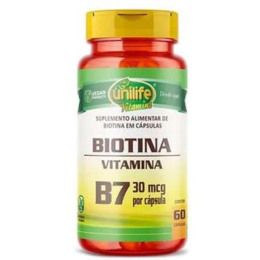 Imagem de Vitamina B7 Biotina 60 Cáps 500mg Cabelos Unha Pele Unilife