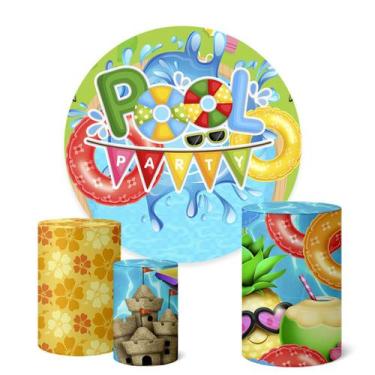Imagem de Trio Capas Cilindro + Painel Redondo 1,50m Pool Party - Fadrix