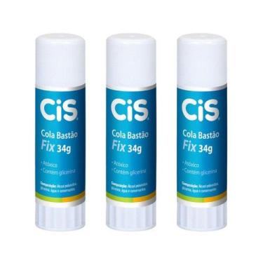 Imagem de Kit 03 Cola Bastão Fix Cis 34g Escolar Artesanato
