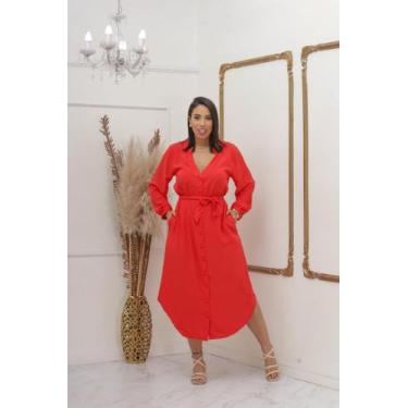 Imagem de vestido chemise longo manga longa camisão - Dalex Boutique