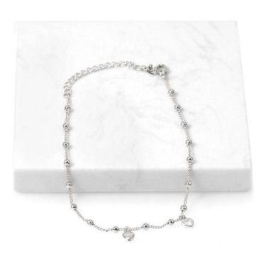 Imagem de Tornozeleira Bolinhas E Corações Prateada Folheada A Prata - De Castro
