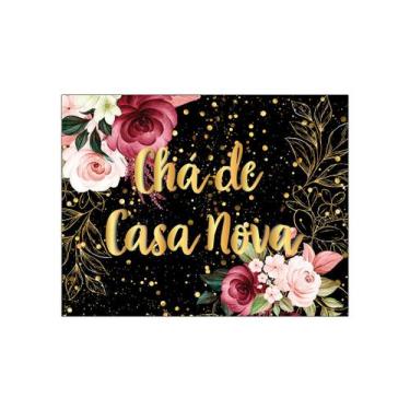 Imagem de Painel de Festa Horizontal 1,55 X 1,20 - Chá de Casa Nova Dourado Flor