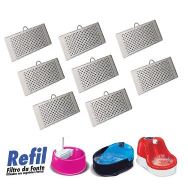 Imagem de Kit 8 Unid. Filtros Refil Fonte Bebedouro Gatos Furacão Pet Fonte Joy