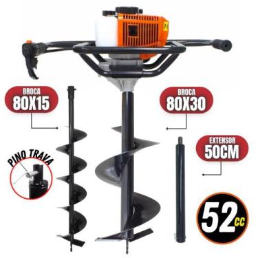 Imagem de KIT Perfurador de Solo Vulcan VPS520-S com Broca 80x15cm + Broca Extra