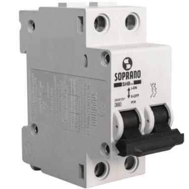 Imagem de Disjuntor Bifásico Trilho Din 40a Soprano Curva C