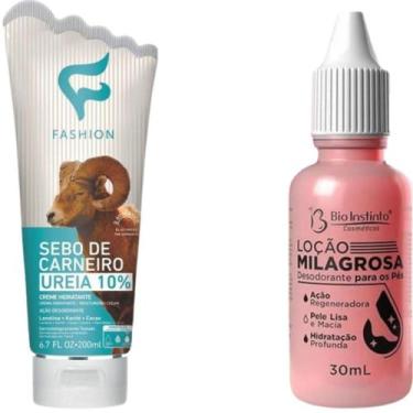 Imagem de Kit Sebo De Carneiro Ureia 10% Fashion 200ml + Loção Milagrosa Bio Ins