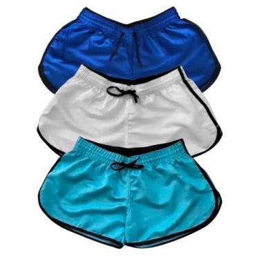 Imagem de Kit 3 Short Tactel Feminino Liso Verão Bermuda Moda Praia - Relaxado, 