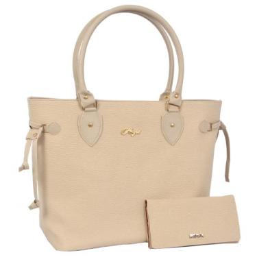 Imagem de Kit Bolsa Feminina Grande ombro + Carteira - Aryel, Marfin