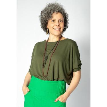Imagem de Blusa Ampla Malha Morcego Manga Curta Verde Militar - Amazonia Vital