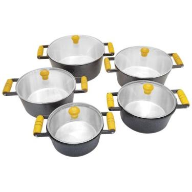Imagem de Jogo panela caçarola alumínio fundido preto tp vidro(colors) - Artecoo