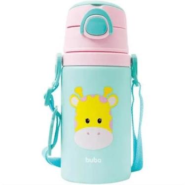Imagem de Garrafa Infantil Em Aluminio Com Canudo 450ml Girafa Buba, 450ml, Rosa