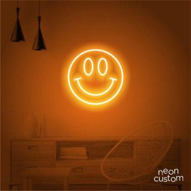 Imagem de luminaria letreiro Neon Led Smile 80x80 luminoso decoração p/ selfie -