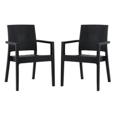 Imagem de Kit 2 Poltronas Milano Preta Fibra Sintetica Area Externa Piscina - Ga