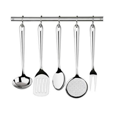 Imagem de Jogo de Utensílios 5 Peças Tramontina Utility 66812700 com Suporte de Parede Inox
