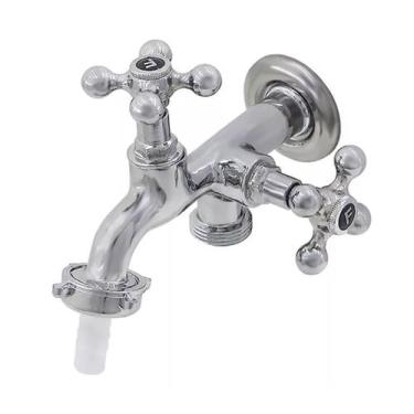 Imagem de Torneira Dupla saida maquina de lavar 1/4 de volta metal - MQC Imports
