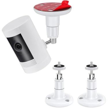 Imagem de OWOKISO Pacote com 2 suportes de parede adesivos para câmera adesiva e câmera interna de anel, suportes ajustáveis sem perfuração de 360°, fácil instalação, seguro e durável