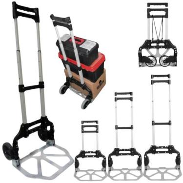 Imagem de Carrinho de Mão Dobravel Resistente Para Compras Passeio Bagageiro Tra