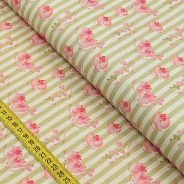Imagem de Tecido Estampado para Patchwork - Peter Paiva : Orquideas com Listras 