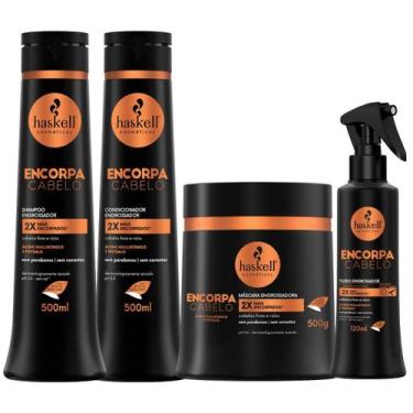 Imagem de Kit Encorpa Cabelo Haskell Shampoo Cond Máscara 500g +Fluido