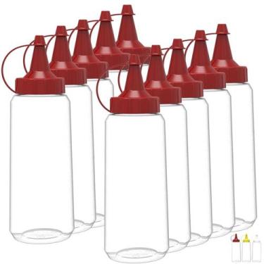 Imagem de Kit 10 Bisnagas Flexível Transparente 250ML Molho Ketchup Maionese Mos