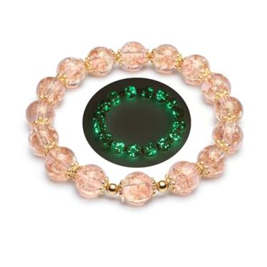 Imagem de grehapas Pulseira de vidro Firefly com contas luminosas para mulheres que brilham no escuro pulseiras elásticas exclusivas, 7 - 9 inch, Vidro, Latão