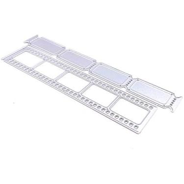 Imagem de Fita de filme prata e bilhetes de matriz de corte de metal, estêncil para scrapbooking faça você mesmo, cartões de papel DIY, corte e relevo, recortes de scrapbooking, matriz explosiva