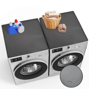 Imagem de Pacote com 2 capas de lavadora e secadora para máquina de lavar roupa superior de 60 x 60 cm, almofada de proteção contra poeira e secadora, bancada, tapete de silicone antiderrapante com protetor de