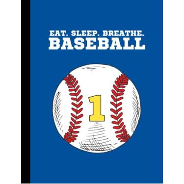 Imagem de Eat Sleep Breathe Baseball #1: Composition Notebook One Subject | 110 Wide Ruled Pages, 8.5 x 11 in. | Blue