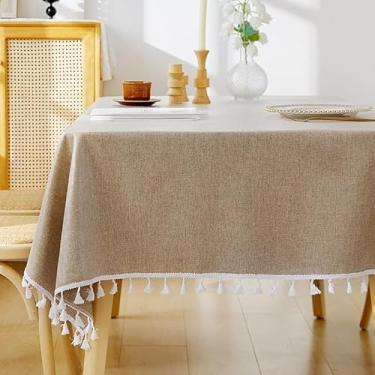 Imagem de Toalha De Mesa De Linho De Algodão Impermeável, Design Simples E Simples, À Prova De Óleo E Durável Para Jantar, Cozinha, Piqueniques Ao Ar Livre E Festas(Brown,140 * 140cm/55 * 55in)