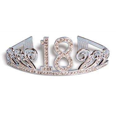 Imagem de Rubies Forum Novelties meninas strass incrustado em caixa de presente de veludo Happy BIRTHDAY GEM TIARA 18, prata, 20 x 10 cm EUA, Aniversário de 18 anos, 8 x 8 x 4 Inch