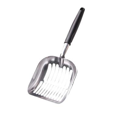 Imagem de WeiLaiKeQi Cat Litter Scoop Sifting Peneira portátil resistente, leve, suprimentos de limpeza para animais de estimação Cat Scooper Liga de alumínio para caixa, Poro Duplo