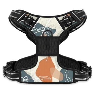 Imagem de Rnivvi Peitoral para cães, fofo boêmio, sem puxar, tamanho médio, peitoral refletivo para filhotes, colete macio ajustável para cães médios, peitoral para animais de estimação com alça de controle