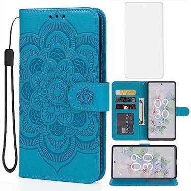 Imagem de Bohefo Capa para Pixel 6A, capa carteira Google 6A GX7AS com protetor de tela de vidro temperado, capa flip de couro mandala, suporte para cartão de crédito, capa para celular para Google Pixel 6A