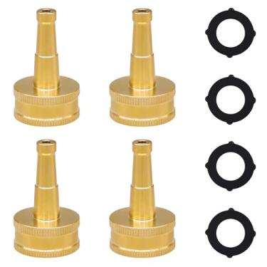 Imagem de Napredak Bocal de mangueira de água de jardim de latão, bocal pulverizador vassoura de jato de 5 cm com rosca GHT de 3/10.2 cm, bocal de mangueira de alta pressão para limpeza externa