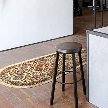Imagem de Antep Rugs Alfombras antiderrapante (antiderrapante) 2 x 12 cm, forro de borracha floral, geométrico, perfil baixo, tapete para cozinha (bege multi, 6 x 12 cm oval)