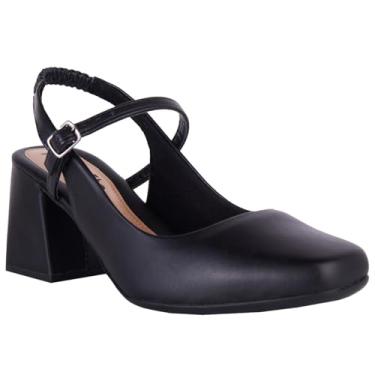 Imagem de Sapato Feminino Mary Jane Boneca Romântica Bico Quadrado Salto Médio Moda (Preto, BR, Adulto, Numérico, 37)