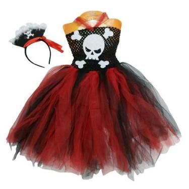 Imagem de Saia Fantasia Infantil Juvenil de Halloween Dia Das Bruxas Caveira Pir