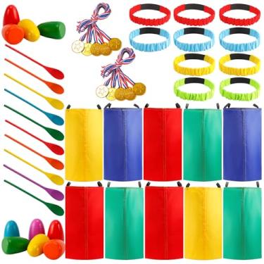 Imagem de CACASO 40 PCS Outdoor Games Potato Sack Race Bags for Kids Adults,Large Potato Sack Race Bags,Egg Spoon Race,3 Legged Race Bands,Backyard Game for Birthday Party Outdoor Lawn Games