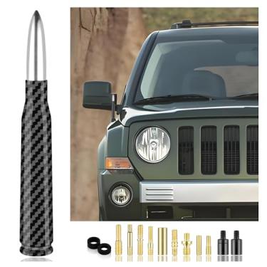 Imagem de Antena Bullet de carro com 13 acessórios de substituição de antena de carro, decoração de antena de caminhão compatível com Chevrolet Dodge Toyota GMC Jeep Ford (prata)