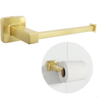 Imagem de Dona D Cor, Porta Papel Higiênico Dourado Escovado Barra Aço Inox 304 Papeleira De Banheiro Metal Suporte De Parede Lavabo Acessório Quadrado Luxo